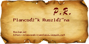 Plancsák Ruszlána névjegykártya